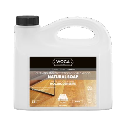 [511125A] WOCA Mýdlo na dřevěné olejované podlahy - bílé 2,5l